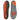 A sports insole with orange and gray design, showing the top and bottom views for comfort and support.