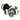 A set of black and white polka-dotted golf balls surrounds a large black and white polka-dotted golf ball.