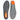 A gray and orange insole with textured surfaces lies flat and upright, designed for shoe comfort.