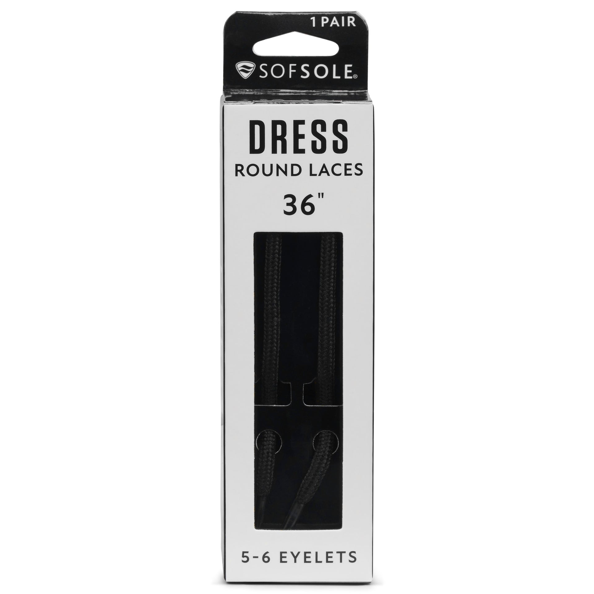 Premium Dress Round Laces – Braided Polyester Replacement Dress Shoe Laces with Clear Aglets – Black or Brown, 36