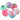 Colorful round yo-yos rest on white surface, each with distinct playful designs and patterns.
