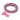 Pink shoelaces coiled neatly beside two plastic clips on a white surface.