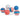 Six decorative balls with American flag patterns are arranged on a white surface.