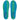 Orthotic insoles support feet in a blue and green colorway with brand label on a white background.
