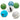 Golf balls feature various colors and designs, with some displaying golf-themed patterns and one showing golf equipment.