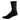 A black sock is displayed isolated against a white background.